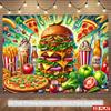 2D plane 1 piece of fast food party backdrop suitable for birthday celebrations and café decoration