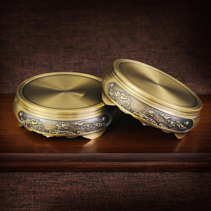 Bronze Chinese Retro Ornament: Brass Incense Burner with Mountain, Kylin, and Lotus Bases, Hundred Blessings Jar Design