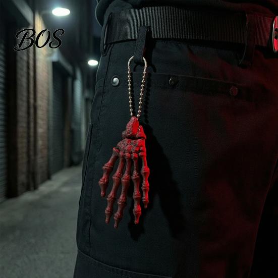 Cool Skeleton Hand Accessory Keychain, with Hanging Chain 3D Printed Ornament, Movable Gothic Ornament Joint Design Skull Palm Stress Relief