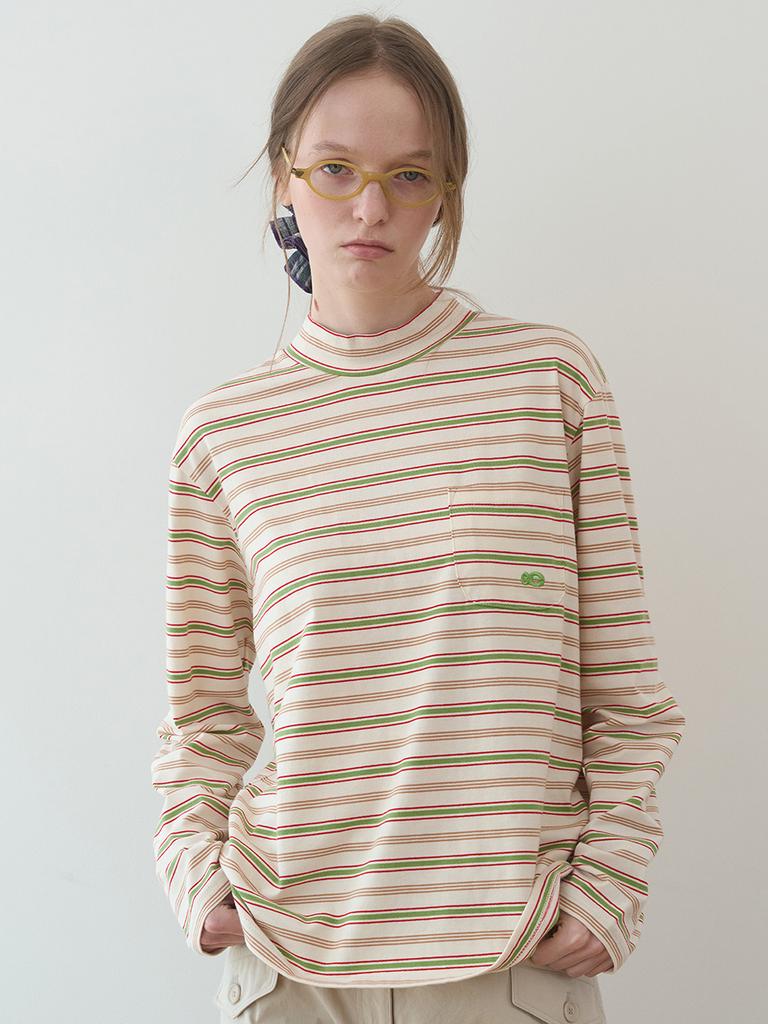 ENZO BLUES Striped Half Neck Lst (Ivory Stripe)