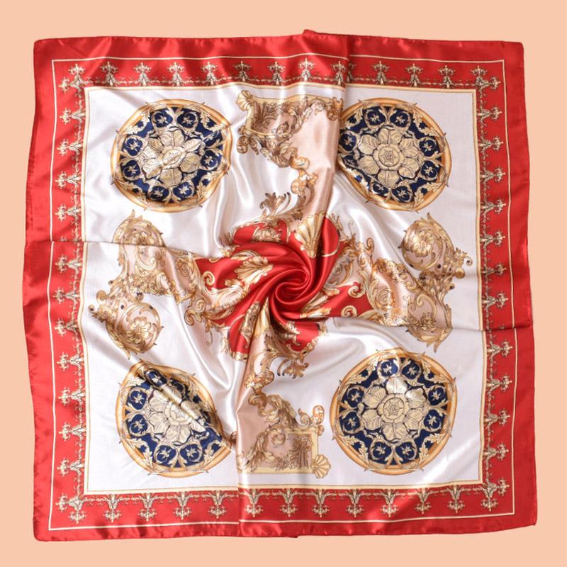 High Quality Print Silk Square Scarf Women Soft Satin Hairband Neckerchief Office Hijab Headband Foulard Bag Ribbons Gift 90Cm