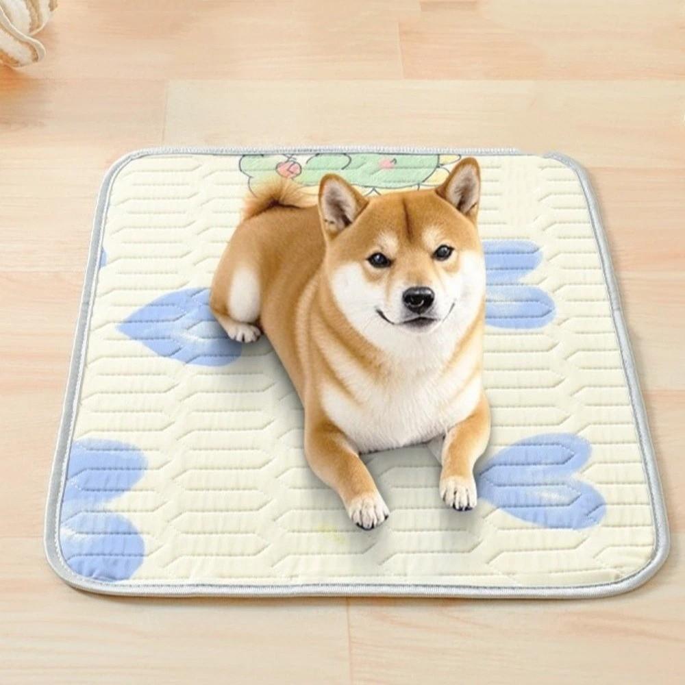 Washable Cooling Dog Mat Cool Feeling Cat Sleeping Cushion Cartoon Pattern Pet Nest Mat  Car Travel