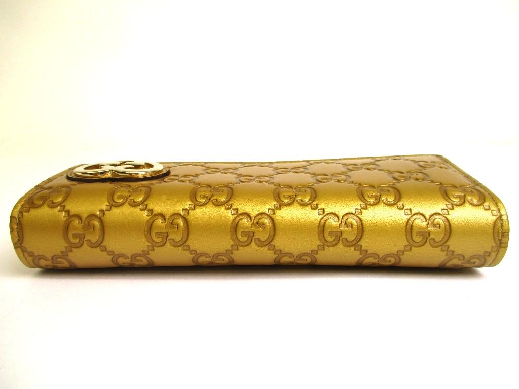 Authentic GUCCI Guccissima Gold Leather Heart Motif Flap Wallet #a776  Refurbished
