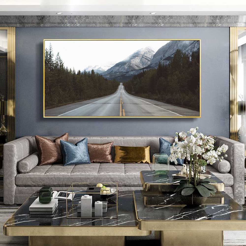 Landscape oil painting mountain forest road art canvas painting living room corridor office home decoration mural No Frame