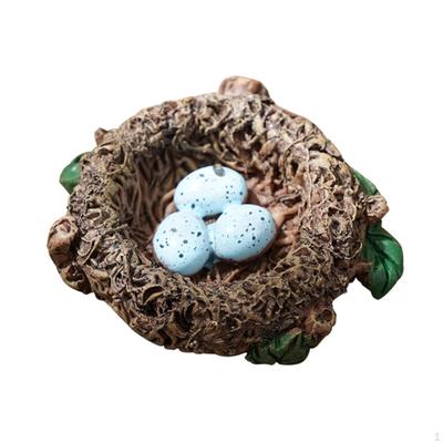 Miniature Bird Nest Decorative Ornament Textured Figurine for Crafters, Collectors, Fairy