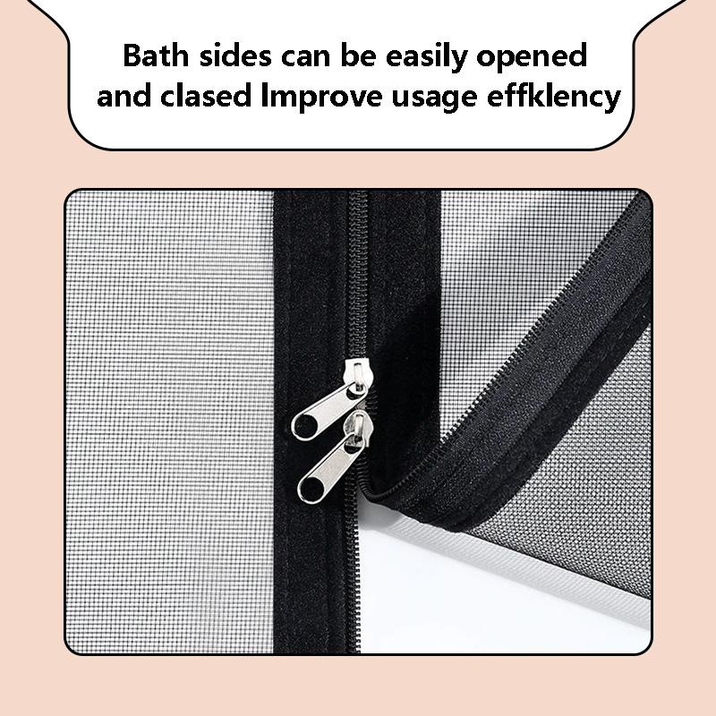 Schwarzes Moskitonetz und Fenstergitter, resistent gegen kleine Mücken, mit flexiblem Reißverschlussdesign zum Öffnen und Schließen.