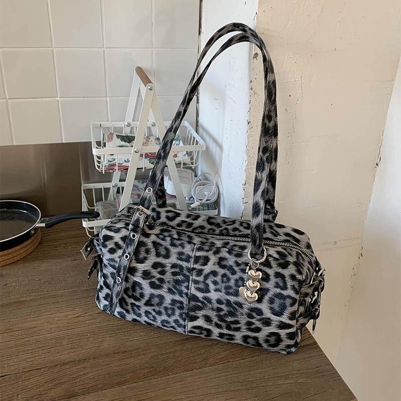 New Leopard Print Shoulder Bag Women Large Capacity Fashi Tote Handle Bag for Work Commute Texture Versatile Bags for Travel