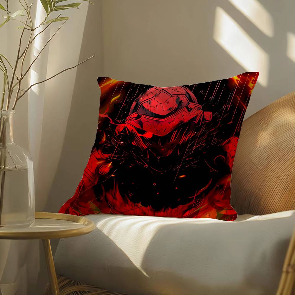 Handsome Anime Goblin Slayer-Cartoon Pillow Case Silky Elegant Comfort Sofa Bed  Invisible Zipper Beach Pillowcase