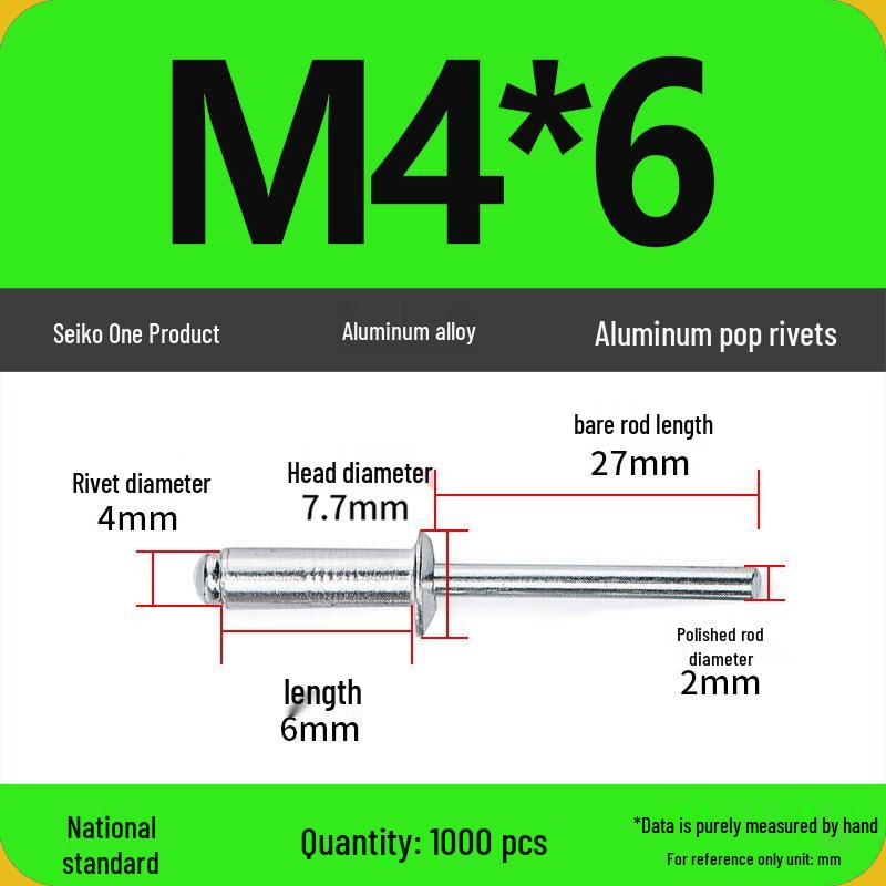 Aluminum Blind Rivets & Nuts - Black Round Head, Extended Shank, M4/M5/M6