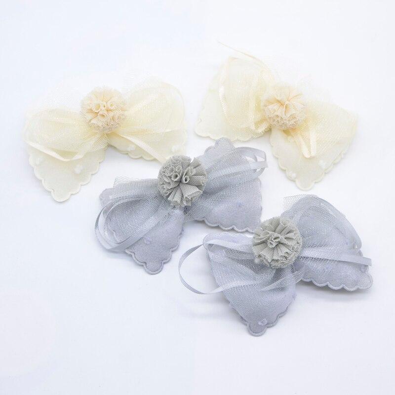 4 Pezzi 90*60mm Patch Palla Chiffon Fiocco Cravatta Ornamento Scrapbooking Patch Forniture per Artigianato Fai da Te