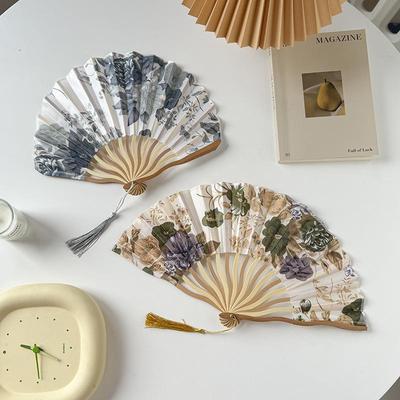 Chinese Silk Dragon Bone Bamboo Folding Fan - 7" Women's Gift Display Dance Fan