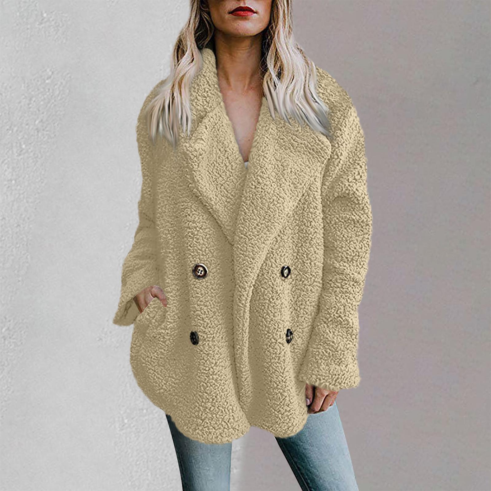 

Women s Winter Fashion Pull Solid Color Drawstring Long Sleeve Casual Sports Gym Jacket Brushed Top With Pocket L бежевий