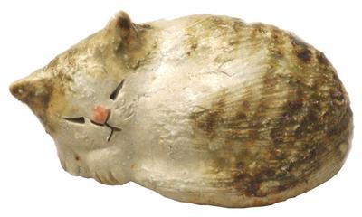 Shigaraki Ware Hechimon Pottery, Kosei Kiln, Goodnight Cat, Small, 40-4075