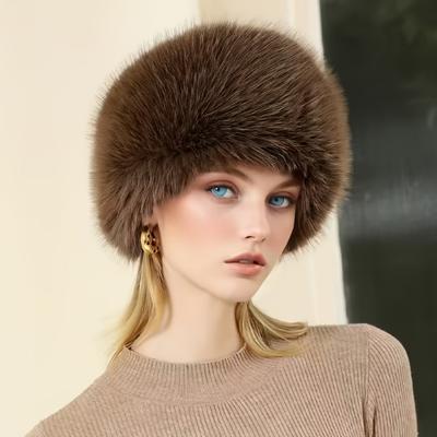 [Warme Kunstfuchs-Ohrenschützer] Verstellbare Ohrenschützer im mongolischen Stil für Damen | Kappe mit Kunstfuchs-/Kaninchenfell - Leicht, Warm für Alle Jahreszeiten