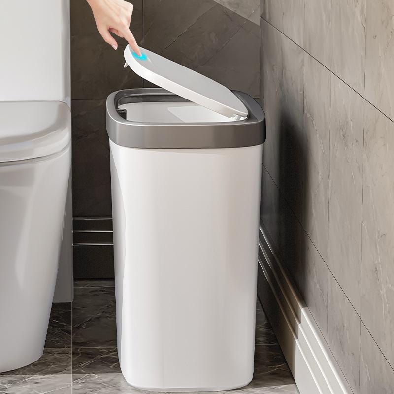 12/16L Press-type Covered Trash Can Bathroom Living Room Wastbasket with Lid Narrow Garbage Can Waterproof Dustbin Paper Basket