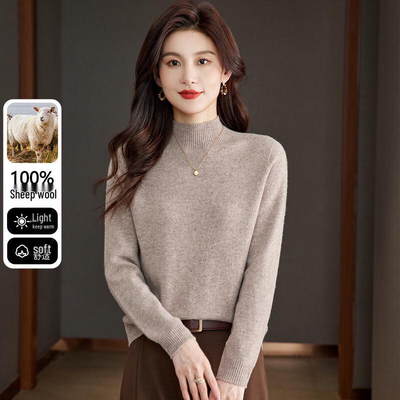Snowflying Women's Pure Wool Half-High Collar Sweater