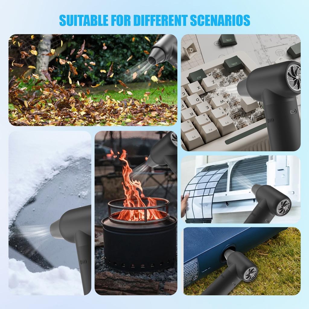 Cordless Compressed Air Duster Mini Air Blower Duster 110000RPM Air Duster Blower with 3 Nozzles 3