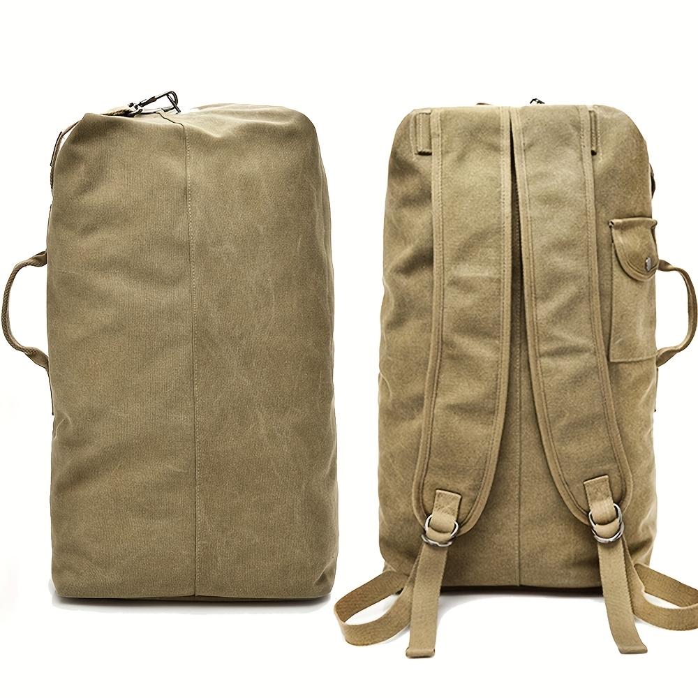 Large Capacity Khaki Canvas Backpack Men's Adjustable Travel Mountaineering Backpack Men's Backpack