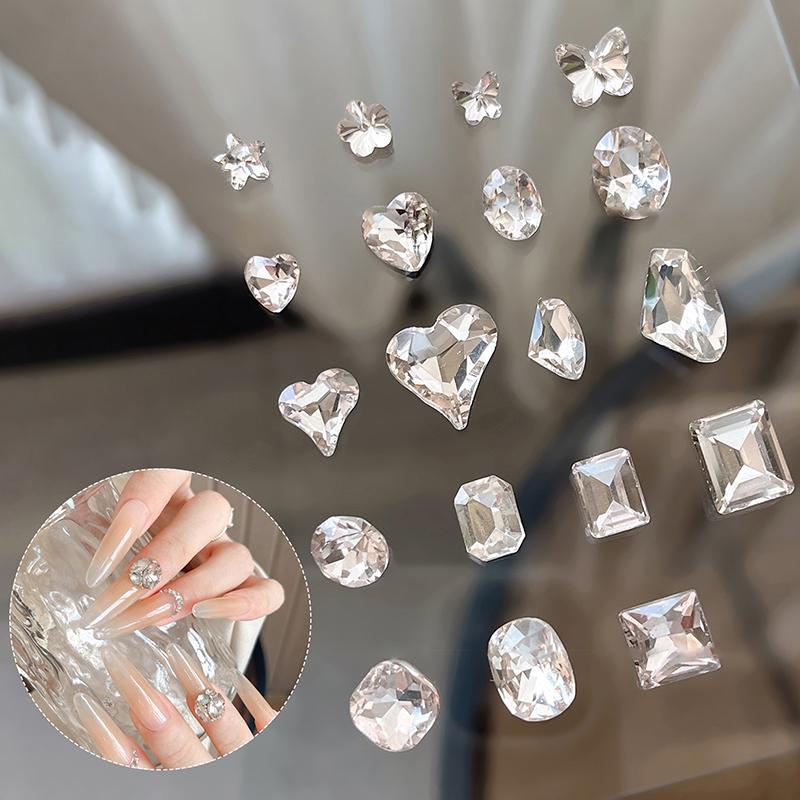 5Pcs Luxury Crystal Diamonds Pile Drills Nail Art Rhinestone 3D Diy Stacked Drill Jewelry Charms Manicure Decoration Accessorie