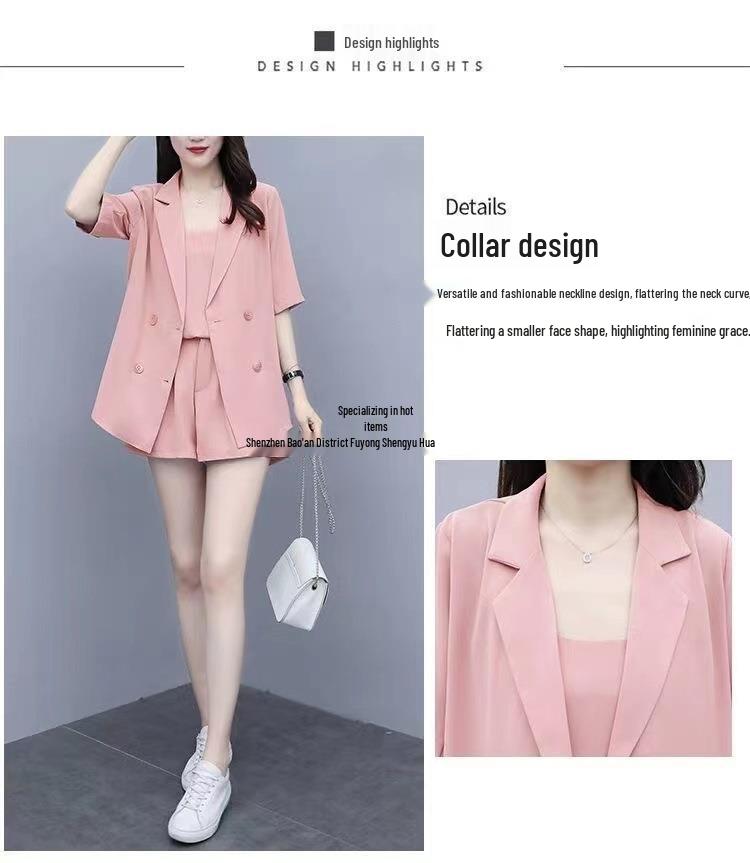 2024 Plus Size Summer Fashion 3-Piece Set: Stylish, Belly-Concealing Shorts Suit for Women