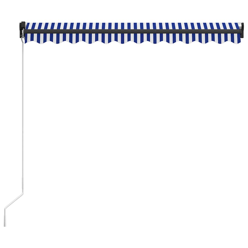 Manual Retractable Awning with LED Lighting 300 x 250 cm Blue & White