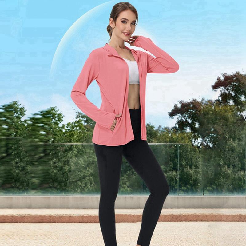 Summer Women's UPF50+ Hooded Sun Protection Cardigan Plus Size Sunscreen Coat Long Sleeve Light Jacket
