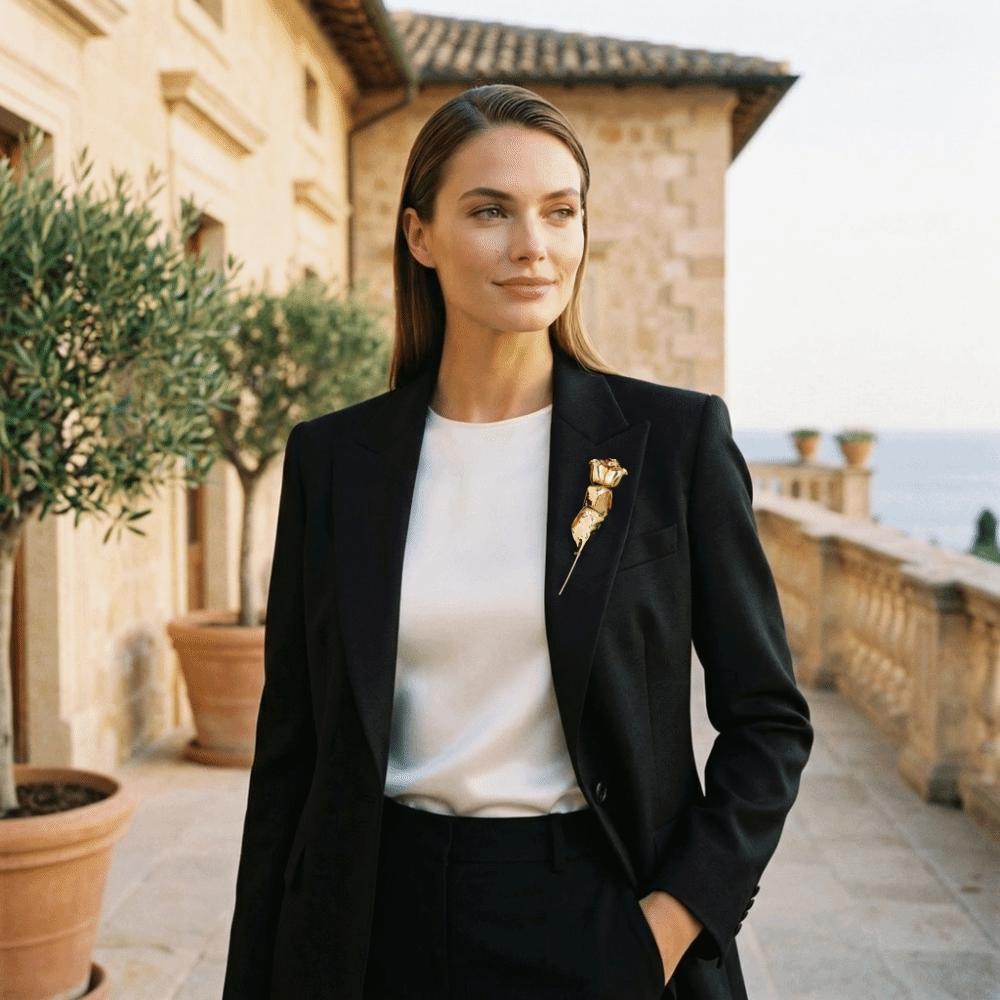 Vintage Rose Flower Brooch Elegant Rose Brooch Autumn and Winter Lapel Pins  Cardigans