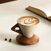 Yousheng Kreatives Kegel Kaffeetassenset mit Ergonomischem Griff Untersetzer aus Massivholz Hochtemperatur 250ml Keramik Kegelbecher für Espresso Latte Stilvoll