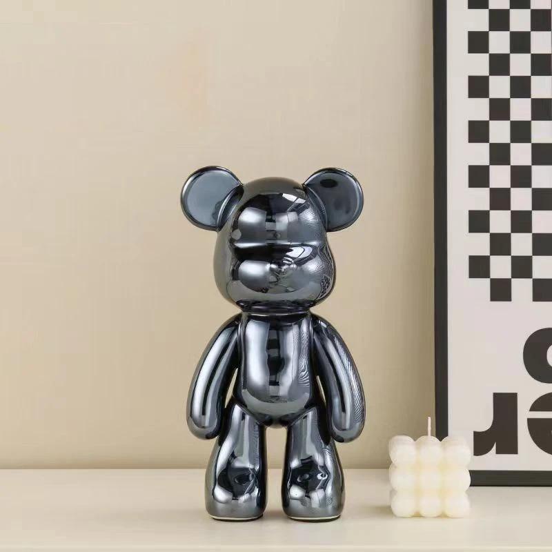 Ceramic 27cm Colorful Plating Bear Sculpture Home Living Room Desktop Decorative Statue New House Interior Decoration Ornaments