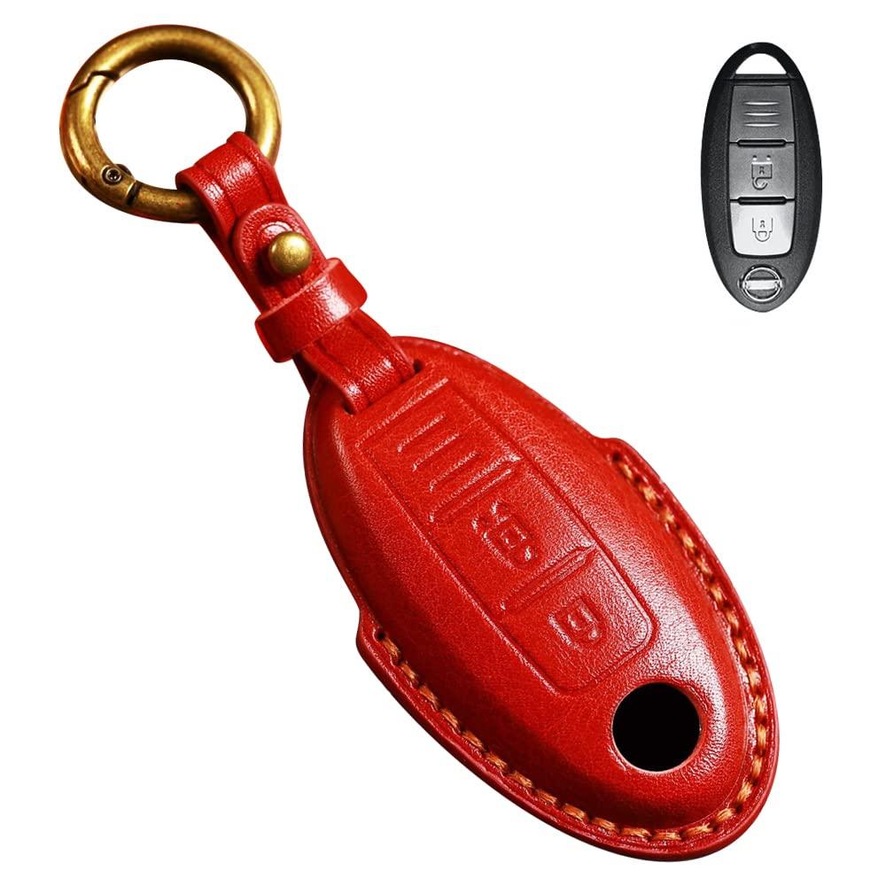 

LETINGFAR Key Case for Nissan, Smart Key Case, Key Cover, Genuine Leather, Specially Designed 12*6*2cm красный