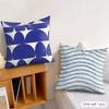 Nordic Style Geometric Blue Pattern Pillow Case Double-Sided Plush Sofa Cushion Covers Organic Breathable Invisible Zipper