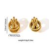 Gold C-Shaped Round Hoop Earrings with Bright Surface, French Light Luxury, High-End Stainless Steel