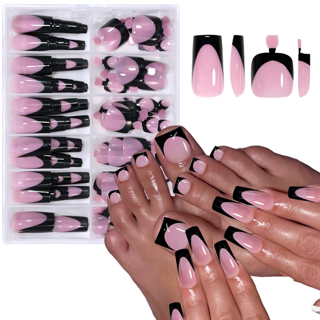288PCS Nude Pink Fake Nails Colorful French Tips Full Cover Press On Nails for Hands & Feet DIY Manicure False Nails Art