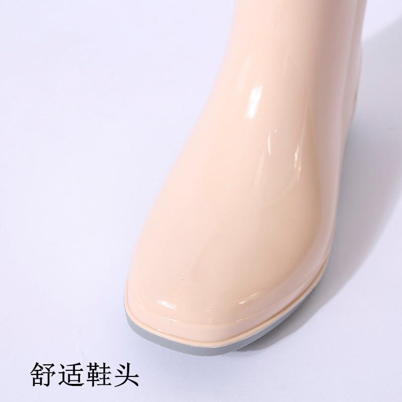 Mode Damen-Wasserschuhe mit mittelhohem Schaft Regenstiefel mit Plus-Samt und Baumwolle Damen-Gummischuhe Überschuhe