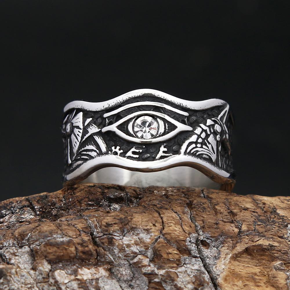 New Gothic Vintage Domineering Devils Eye Rings for Men Boys 316L Stainless Steel Fashion Opening Amulet Ring Biker Jewelry Gift