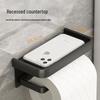 Punch-Free Bathroom Wall-Mounted Tissue and Phone Holder - Aluminum Alloy Shelf for Roll Paper