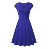 Fashion Women Solid Color V Neck Short Sleeve Plated Swing Party Banquet Dress