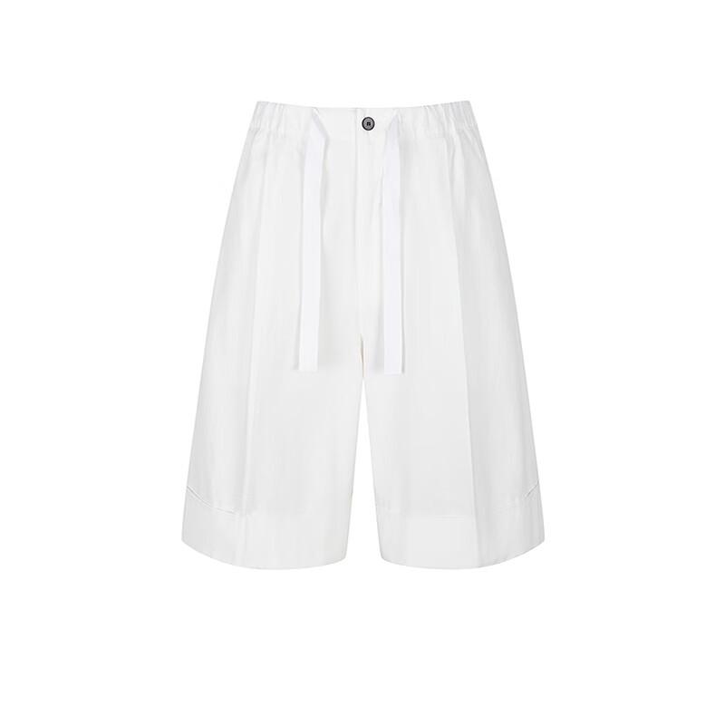 LESS 2025 Summer Solid Straight-Leg Cotton Shorts