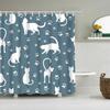 Puppy Cat Cute Cartoon Shower Curtains Washable Fabric Polyester For Bathtub Art Bathroom Decor Partition With Hooks Waterproof