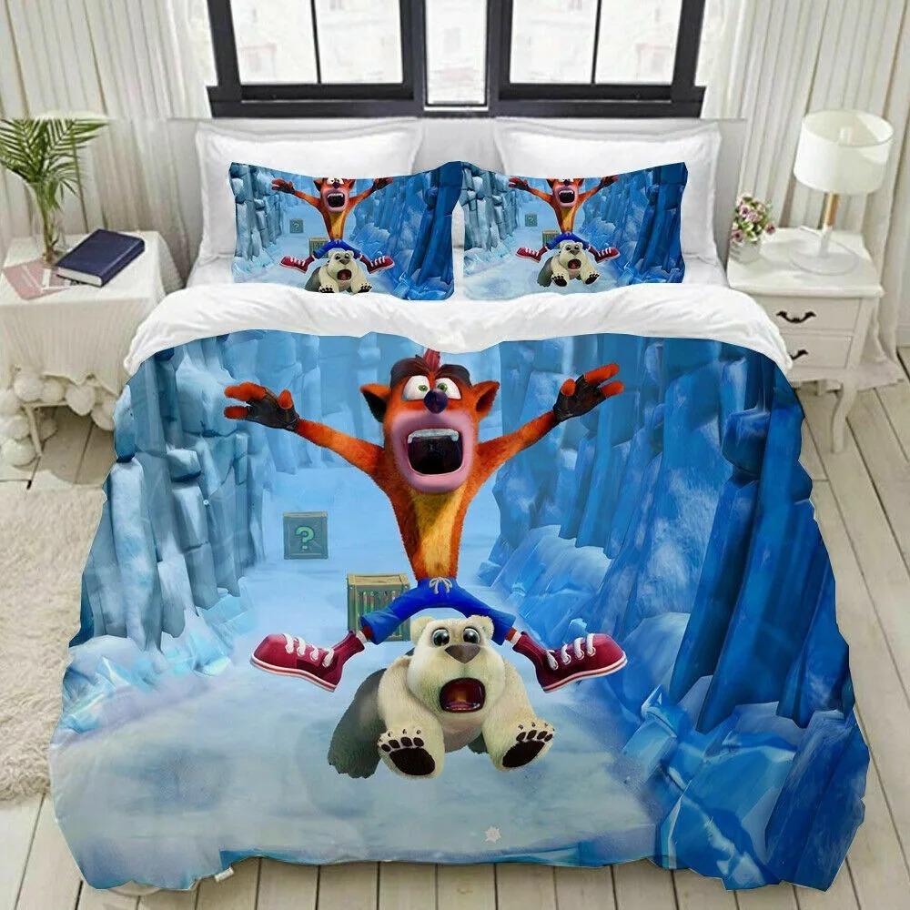 Crash Bandicoot Game Bedding Sets Exquisite Bed Supplies Set Duvet Cover Bed Comforter Set Bedding Set Luxury Birthday Gift