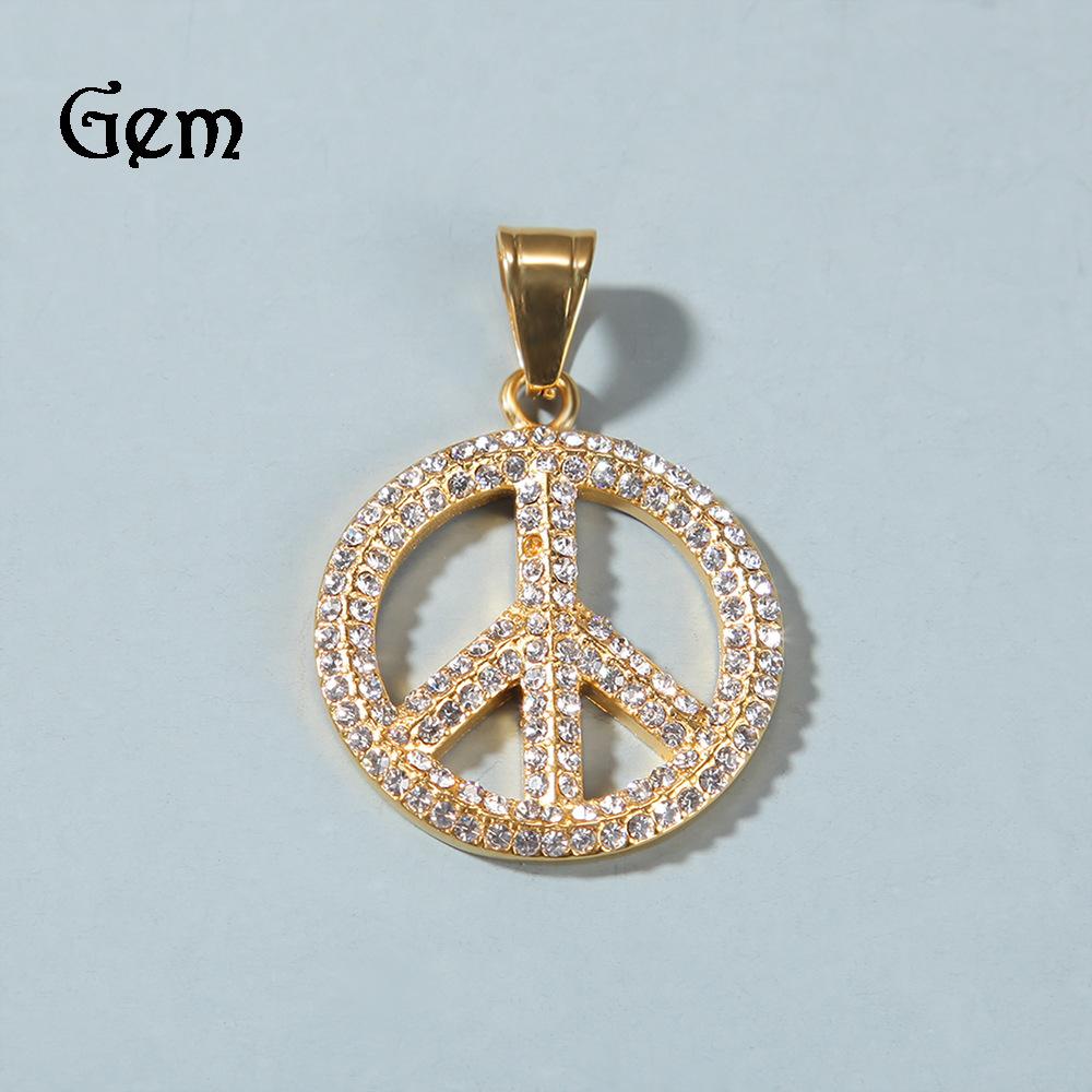 Hip Hop Vintage Retro Stainless Steel Rhinestone Pendant Necklace for Party Nightclub