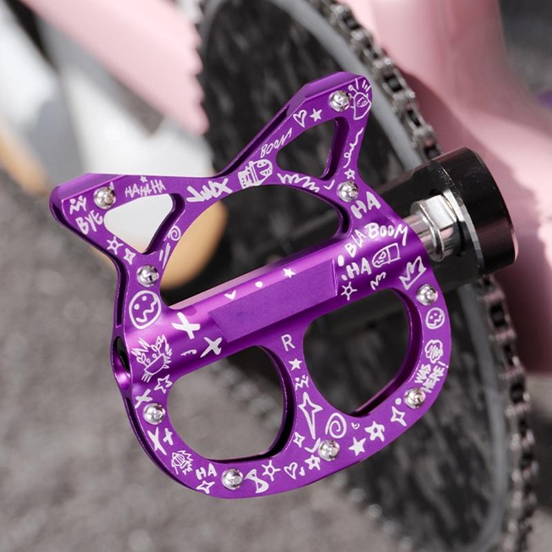 Aluminiumlegering Mountainbike Pedaler Kattformade Cykelpedaler 3 Tätningslager Halkfria Cykelpedaler Lätta att Installera