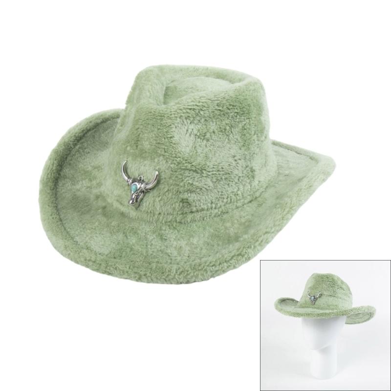 Cowboy Hats Panama Hat Maillard Furry Plush for Women Men Photo Props Western for Men Women Unisex Wear Headwear