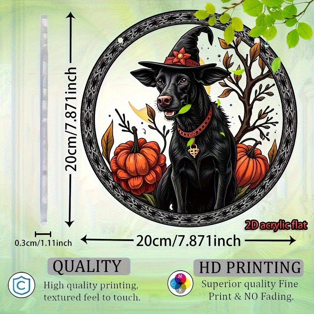 2D Flat Halloween and Christmas Themes,wall Decoration,black Dog with Pumpkin and Witch Hat Design,holiday Home Decoration for Bedroom Home Decoration