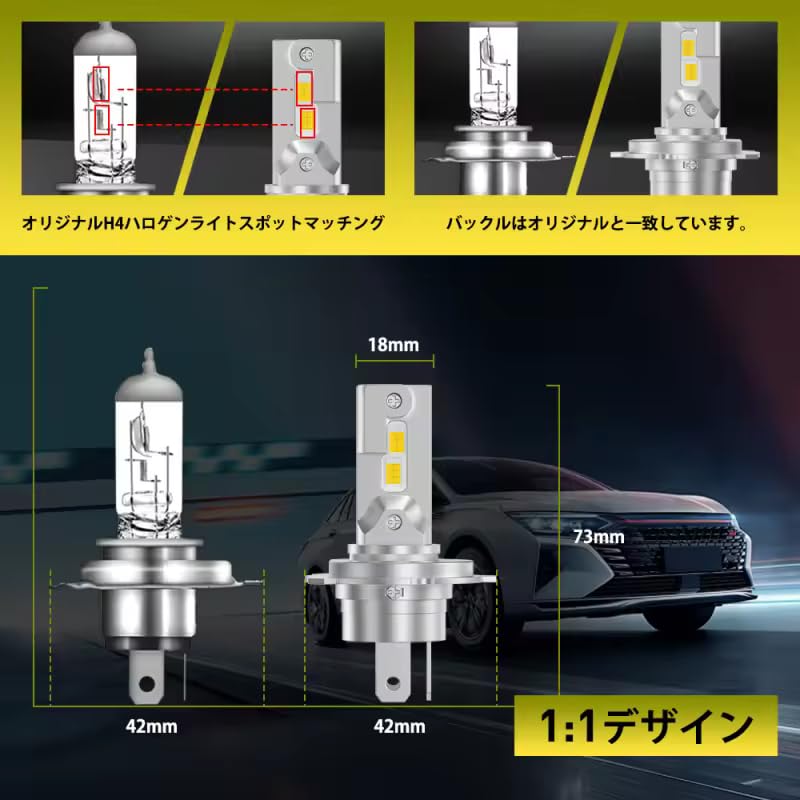 Super Bright H4 LED Headlight Motorcycle Yellow Bulb for Motorcycles Hi/Lo Switching Fanless
