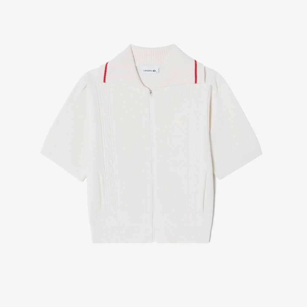 Lacoste Women's Short-Sleeve Zip-Up Cardigan AF800E-54N70V