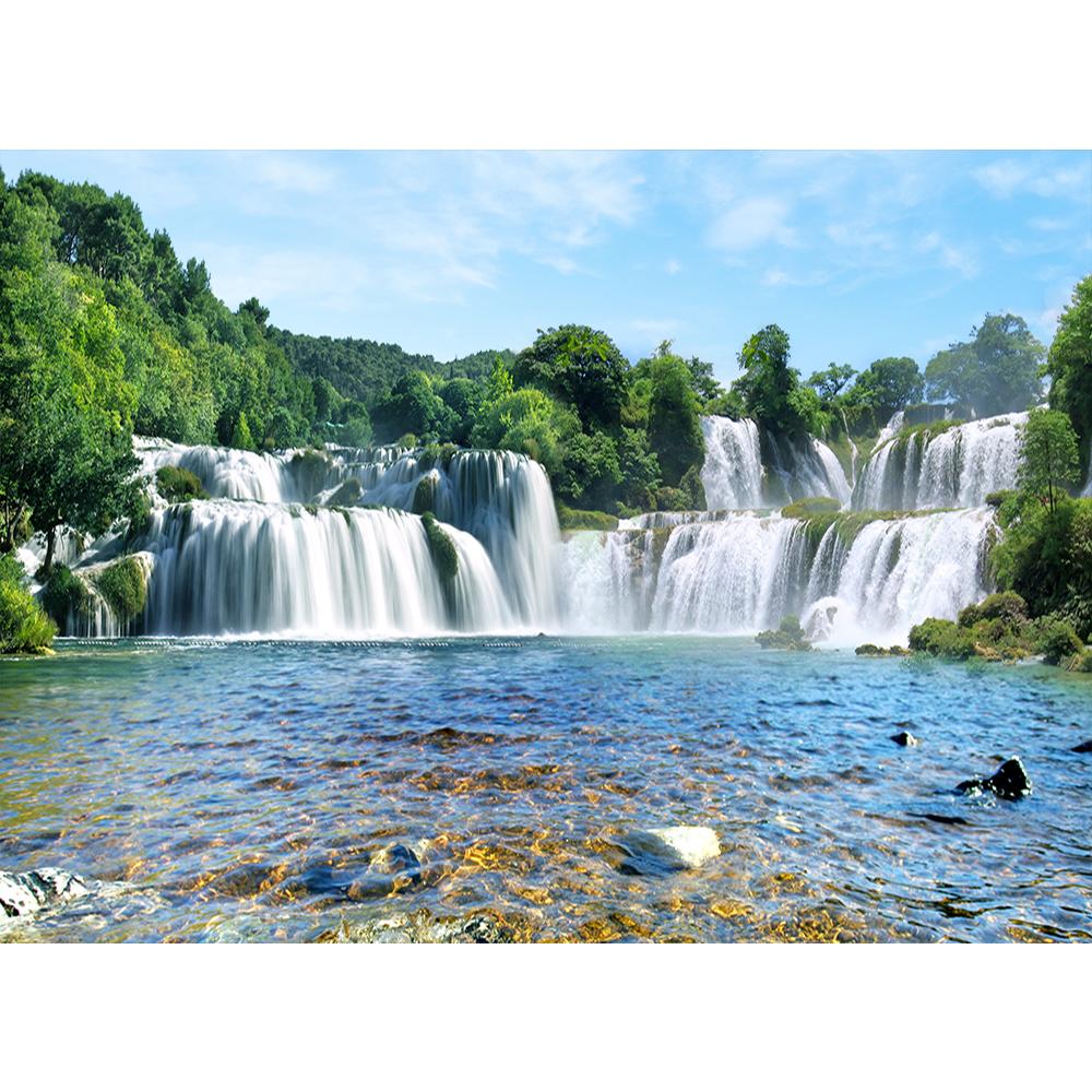 Wasserfall Wandbild Fließendes Wasser Große Tapete Modernes 3D Landschaftsmural Wohnzimmer Hintergrund Dekor Tapete