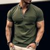 Sommer Herren Hemd Solide Kurzarm Knöpfe Tasche V-ausschnitt T-shirt Männer Top