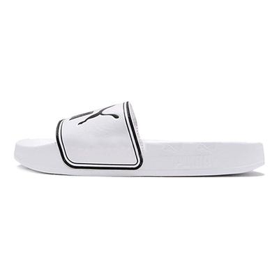 Leadcat Outdoor Beach Leather Patch Non-Slip Slide Sandals Unisex Footwear White Black 360263-08