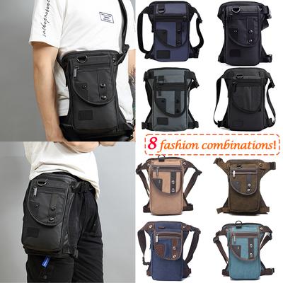 Nylon/Canvas Men Drop Leg Bag Waist Pack Hip Bum Belt Casual Shoulder Leg Bag Motorcycle Riding Thigh Bag